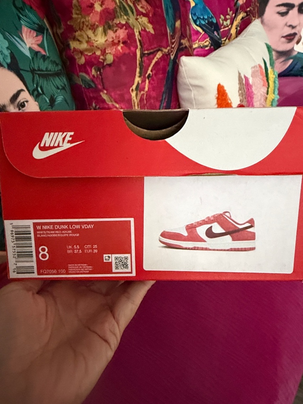 Nike Dunk Low Red and White Suede Sneakers with Burgundy Swoosh - Picture 3 of 10